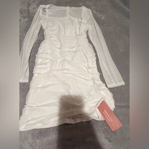 SHEIN Elegant White Long Sleeve Dress